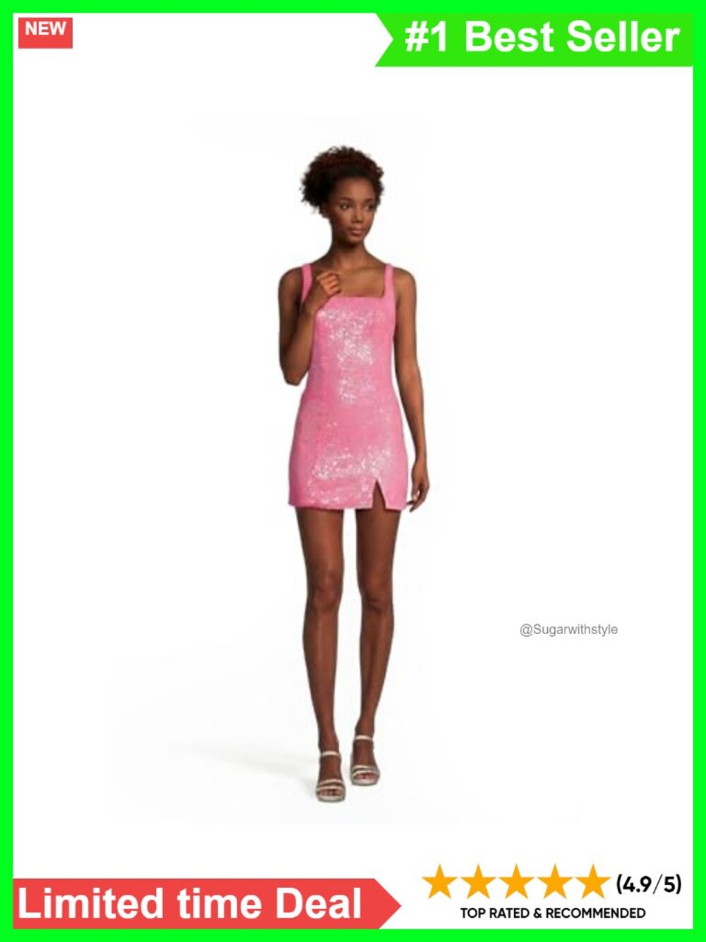 Sequin Square Neck Sleeveless Mini Dress Cocktail Party Night Out